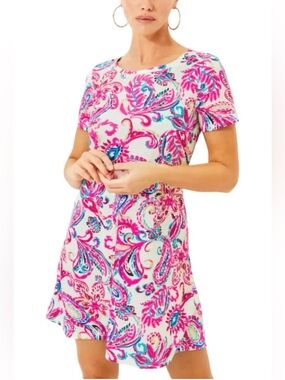 NWT Lilly Pulitzer Womens Cody Short Sleeve Dress Coconut Flitting About Sz M.